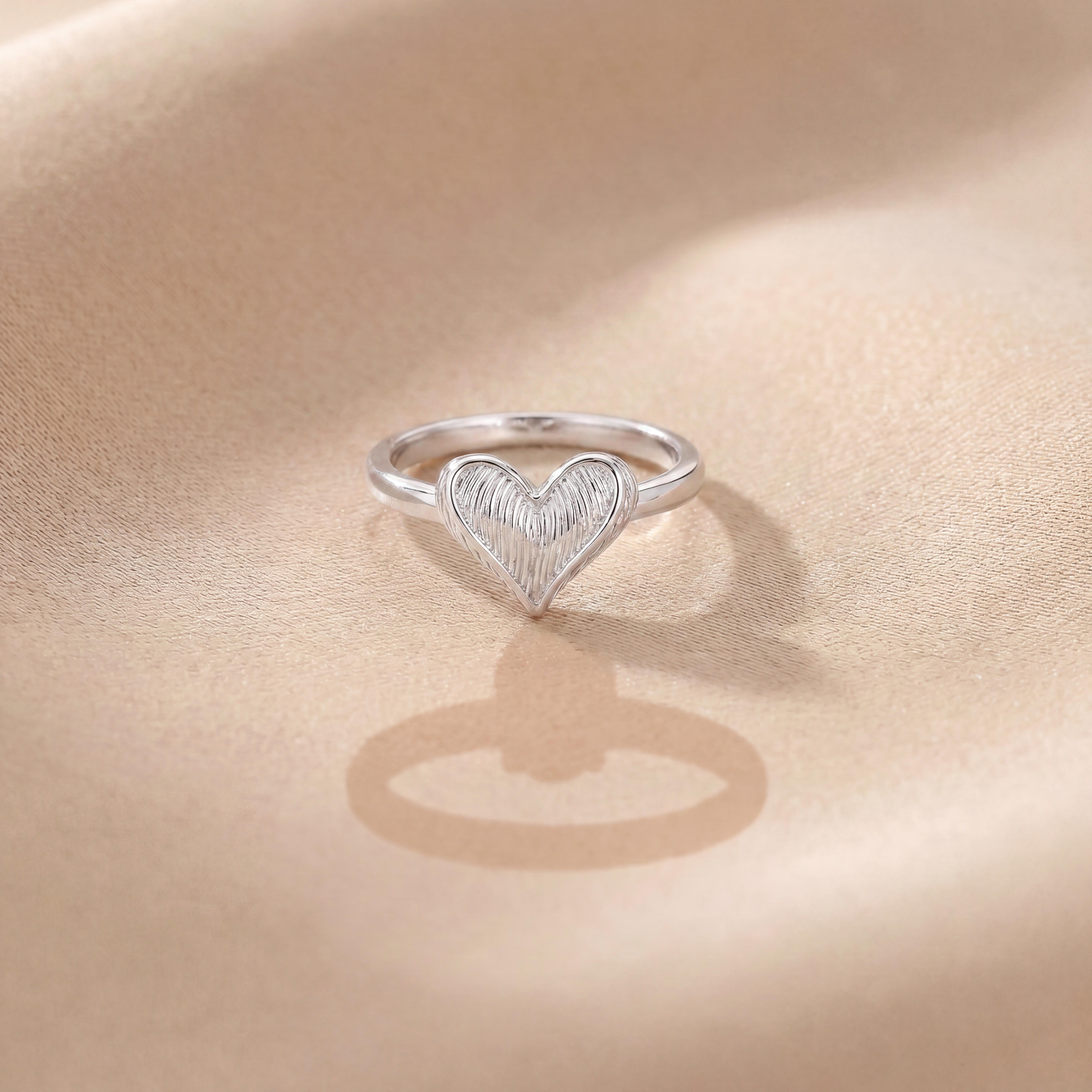 Feathered Heart Ring - White Gold