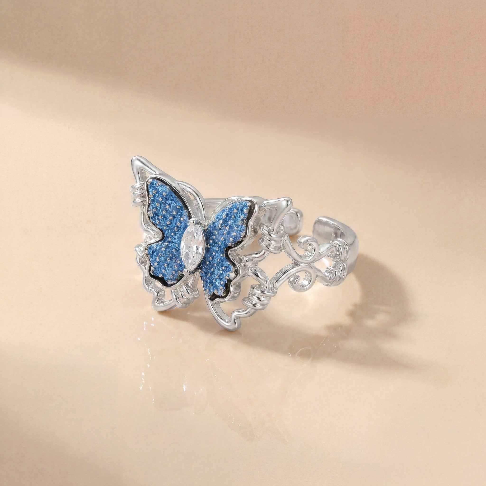 Azure Butterfly Adjustable Ring - Myuniclab