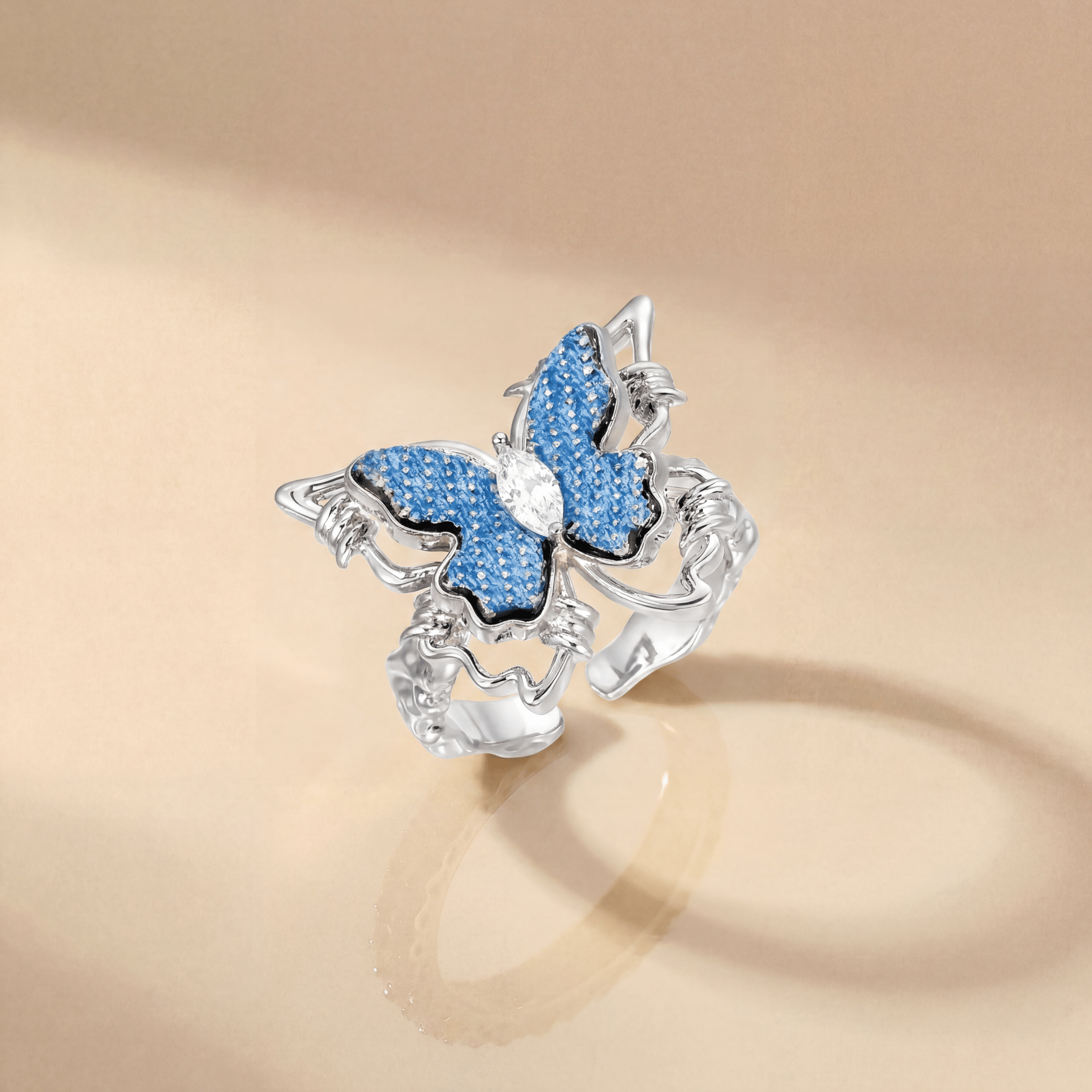 Azure Butterfly Adjustable Ring - Myuniclab